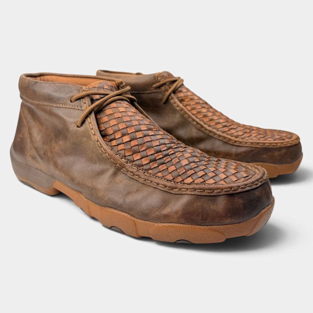 Twisted X MDM0033 Men's Chukka Driving Moc Woven Leather Brown Size 12M